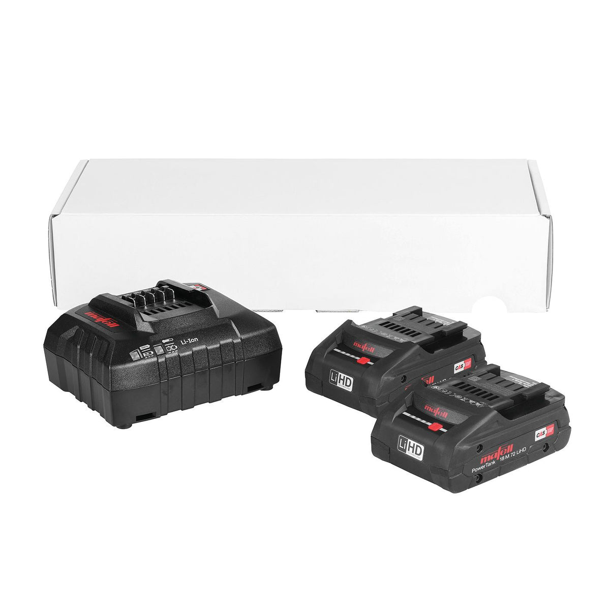 Mafell 18V Battery and Charger Set with 2x 4.0 Ah 72Wh LiHD Batteries and APS M Charger, 120V 209593
