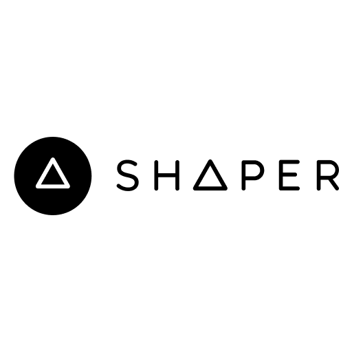 Logo of Shaper with a black circle and triangle on a white background