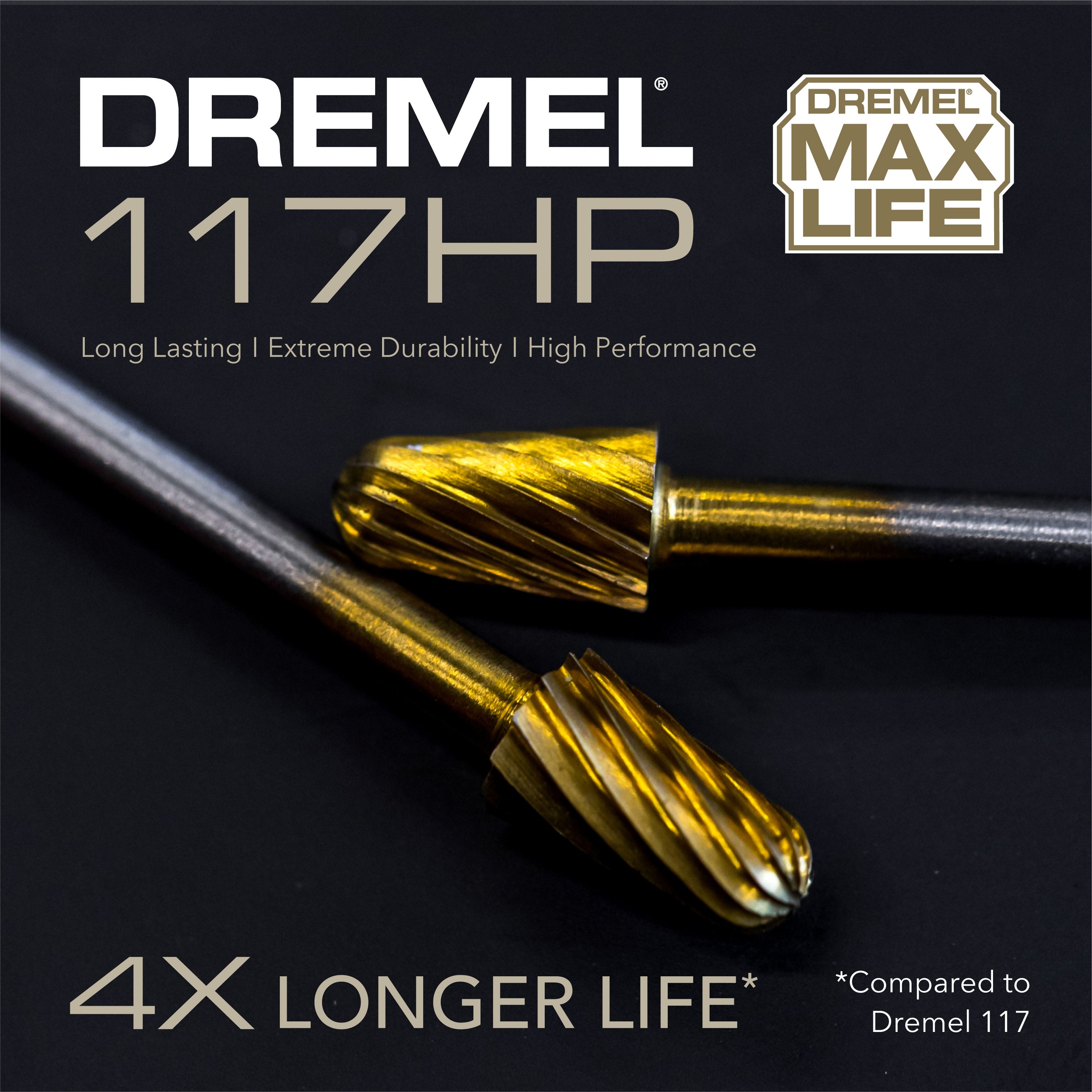 Dremel 1/4 in. Max Life High Performance Rotary Carving Bit, 2-Pack 117HP