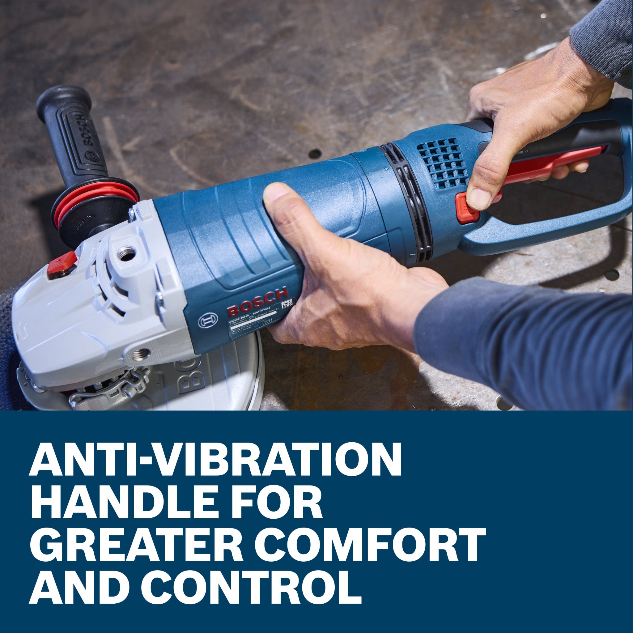 Bosch 9" Large Angle Grinder - 15 Amp with Lock-On Trigger Switch and Rotatable Main Handle GWS25-230JR
