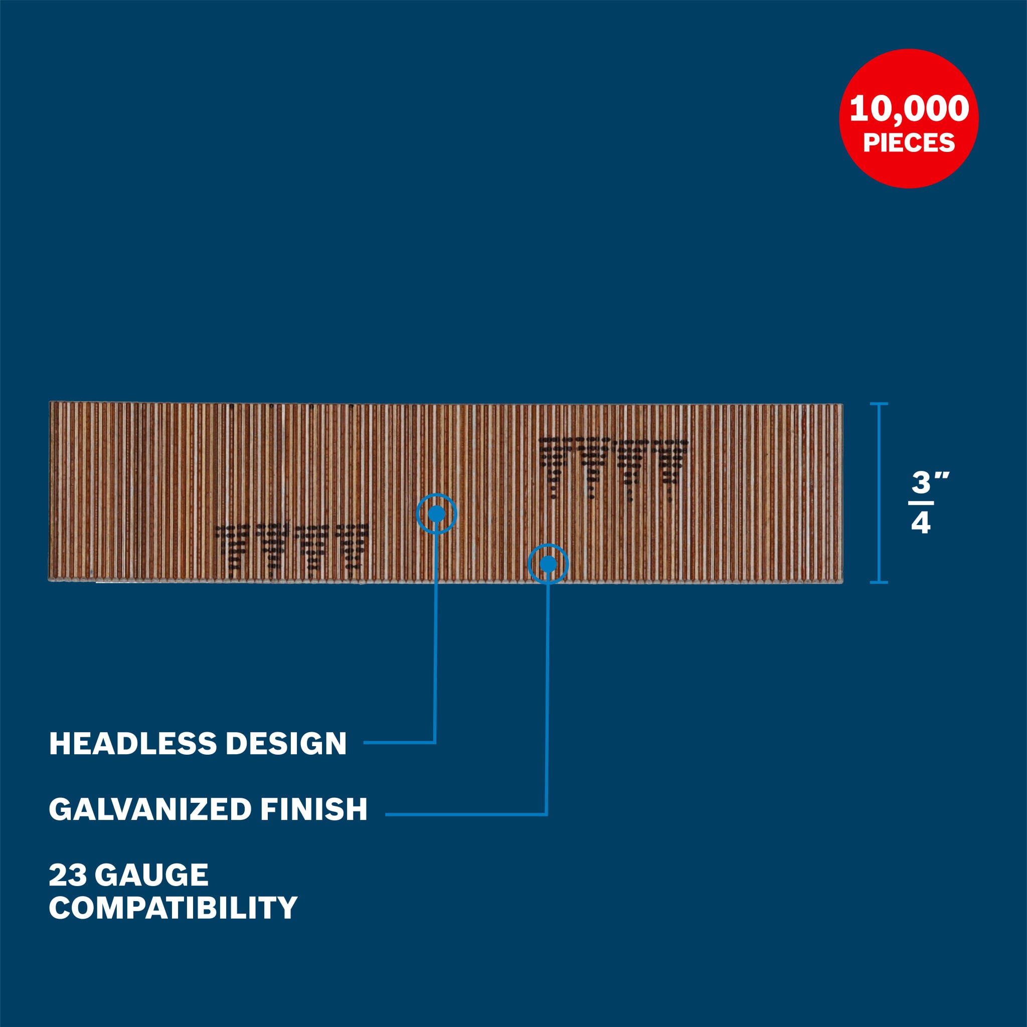 Bosch 3/4" 23-Gauge Pins Galvanized 10,000 Count GNH23G075GV