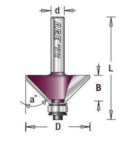 Amana Tool AGE Chamfer 22-1/2 in 1/2 in Shank MD258