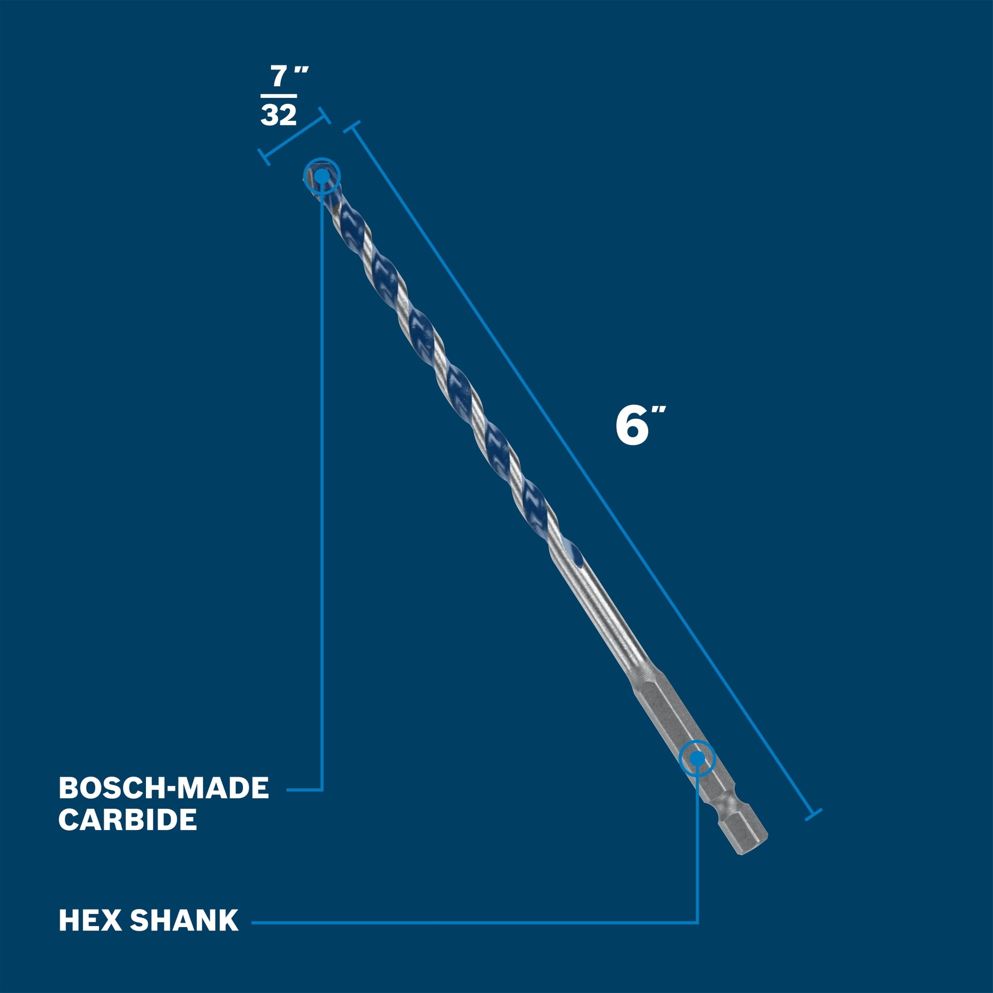 Bosch 7/32" x 6" Blue Xtreme Carbide Hammer Drill Bit BXH05