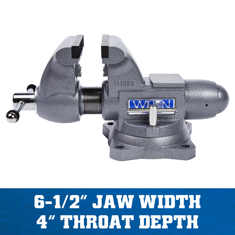 Jet 1765, Tradesman 6-1/2 in. Round Channel Vise with Swivel Base 28807