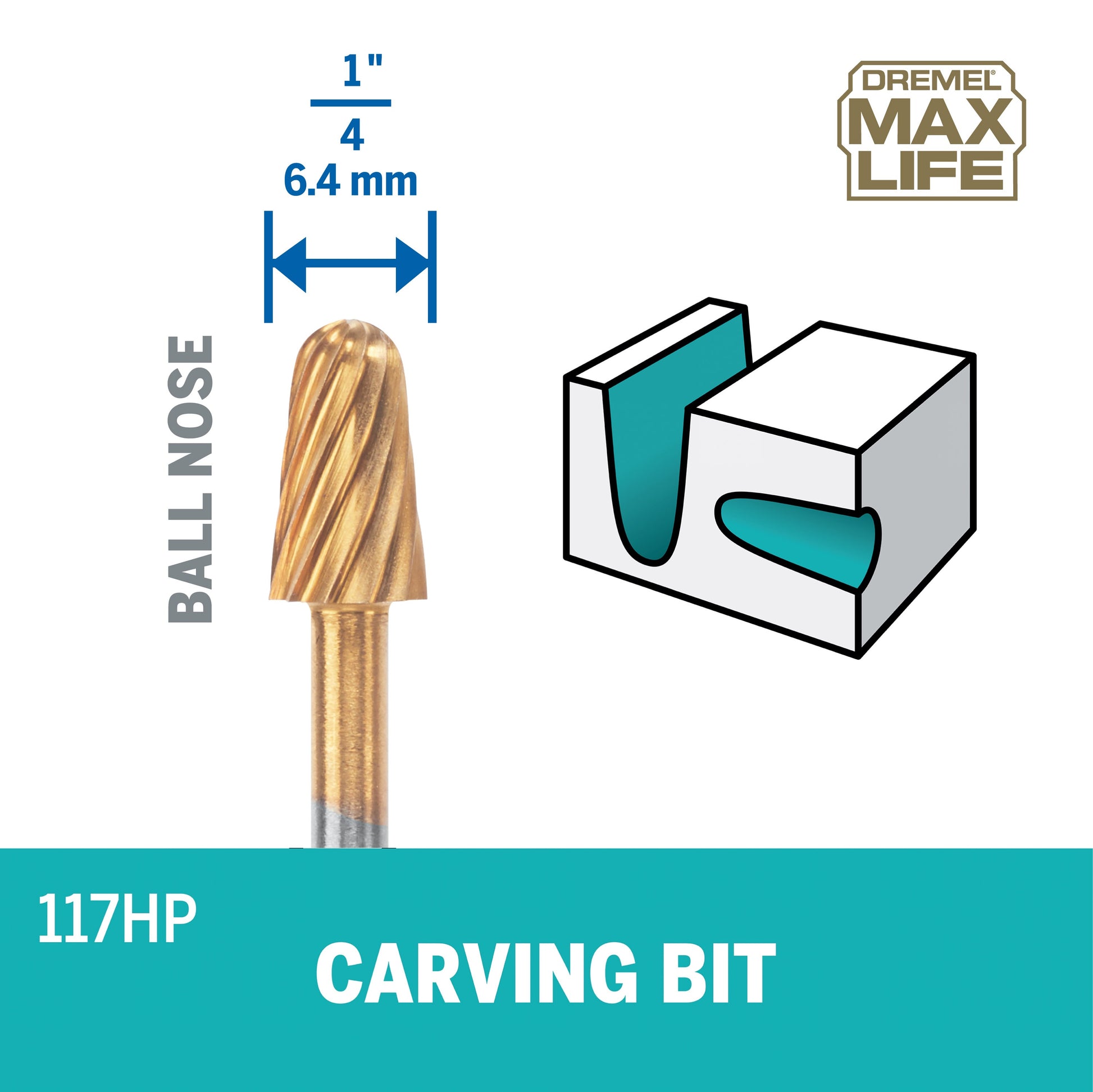 Dremel 1/4 in. Max Life High Performance Rotary Carving Bit, 2-Pack 117HP
