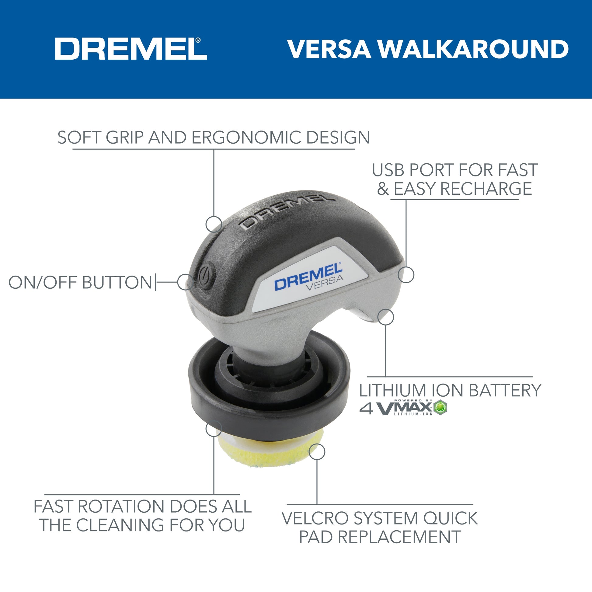 Dremel Versa Power Scrubber with Scrub Daddy Higher Performance Cleaning Pads PC10-07