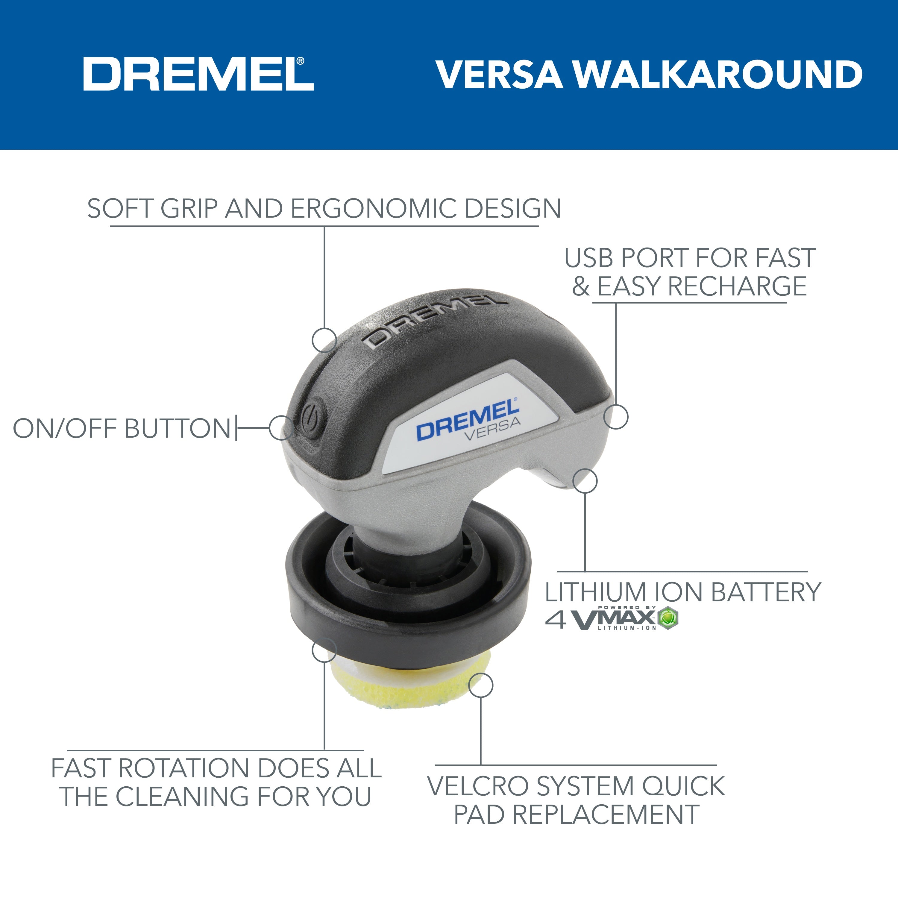 Dremel Versa Power Scrubber with Scrub Daddy Higher Performance Cleaning Pads PC10-07