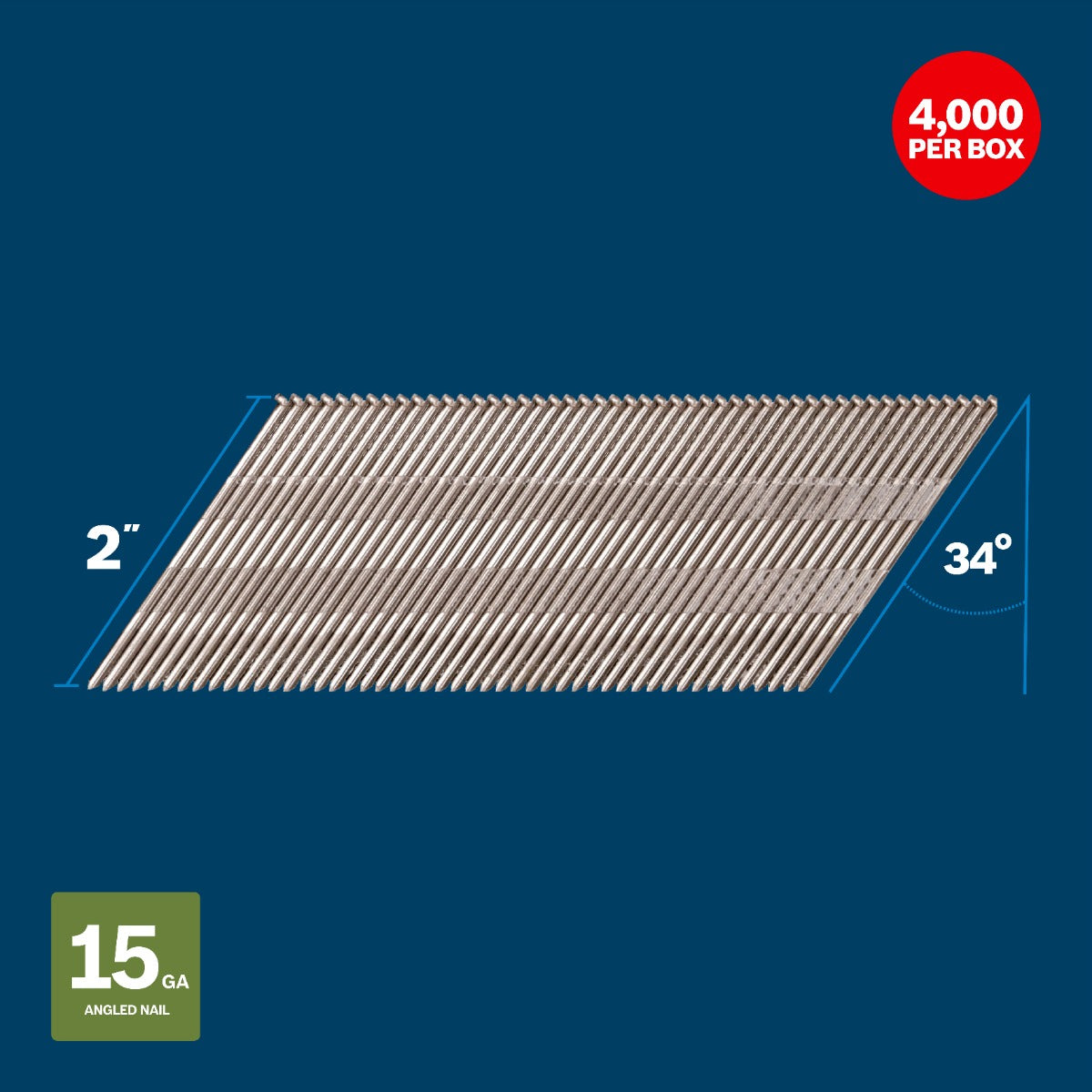 Bosch 2 In. x 15ga 34-Degree Finish Nails (4000 Per Box) GNH15G200GV