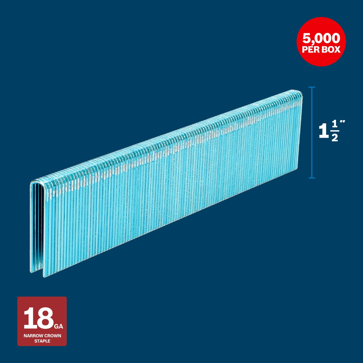 Bosch 1-1/2  In. 18ga Narrow Crown Staples (5000 Per Box) GTH18G150GV