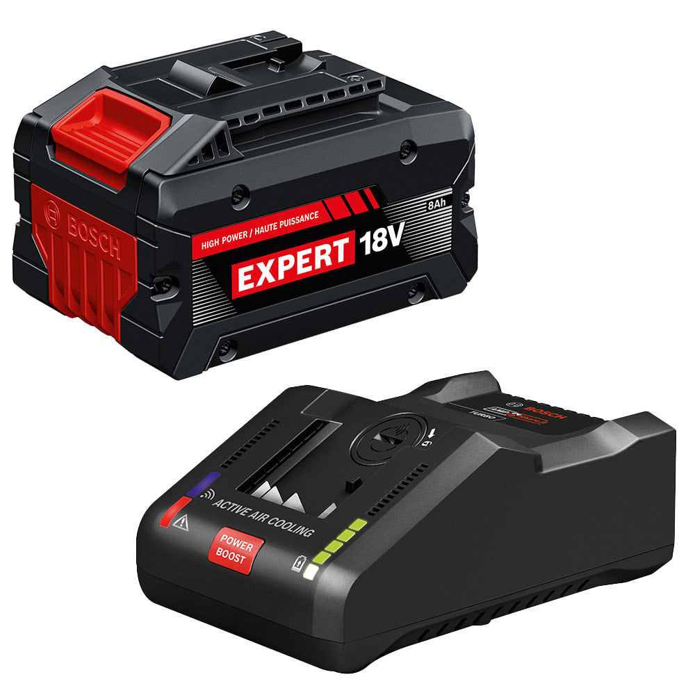 Bosch 18V Starter Kit Expert 8 Ah and 16 Amp Battery Turbo Charger GXS18V-27N18X