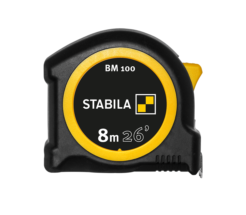 Stabila 26 ft. (8m) Pocket Tape Measure, cm/in Scale, BM 100 30826