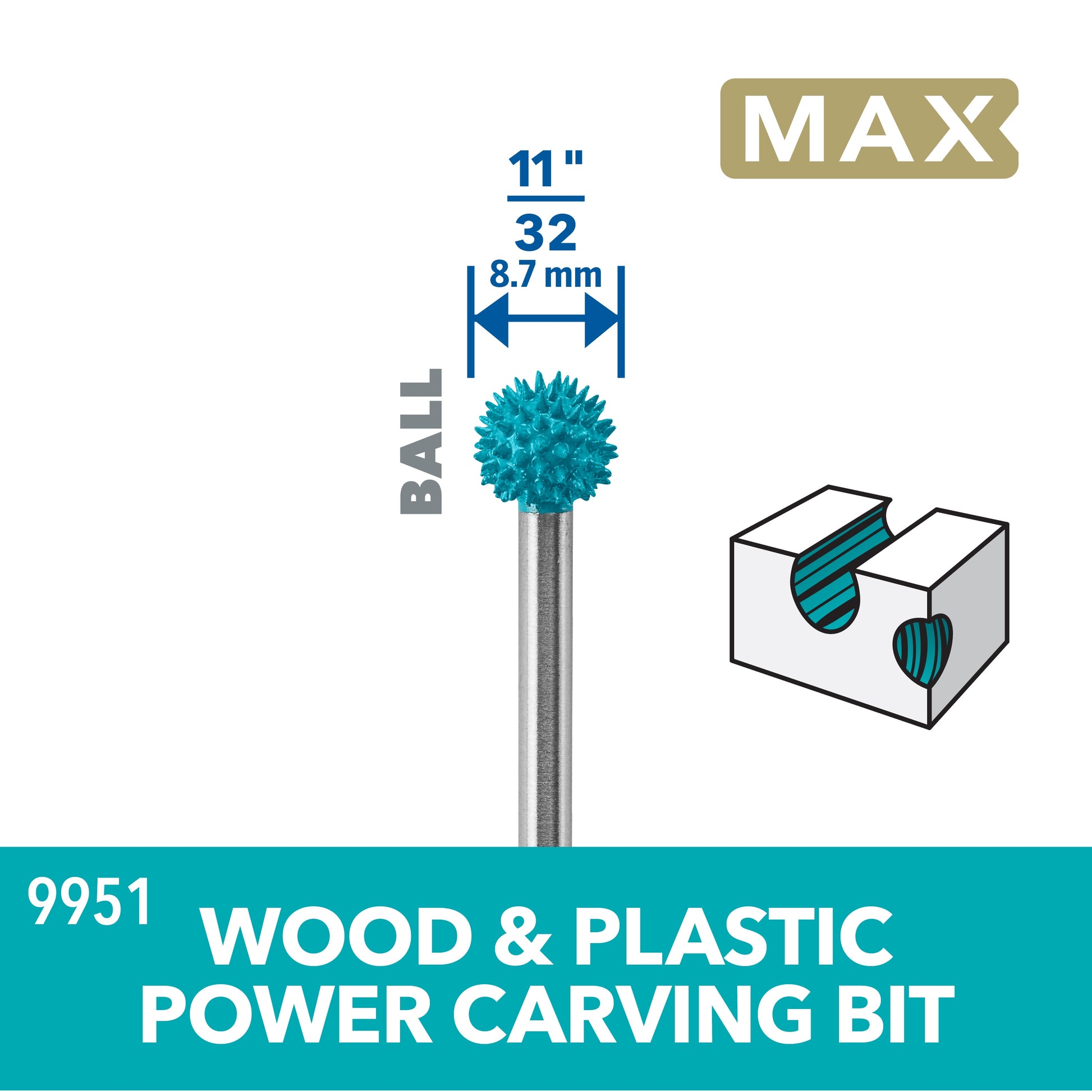 Dremel 11/32 in. Max Power Carving Bit 9951