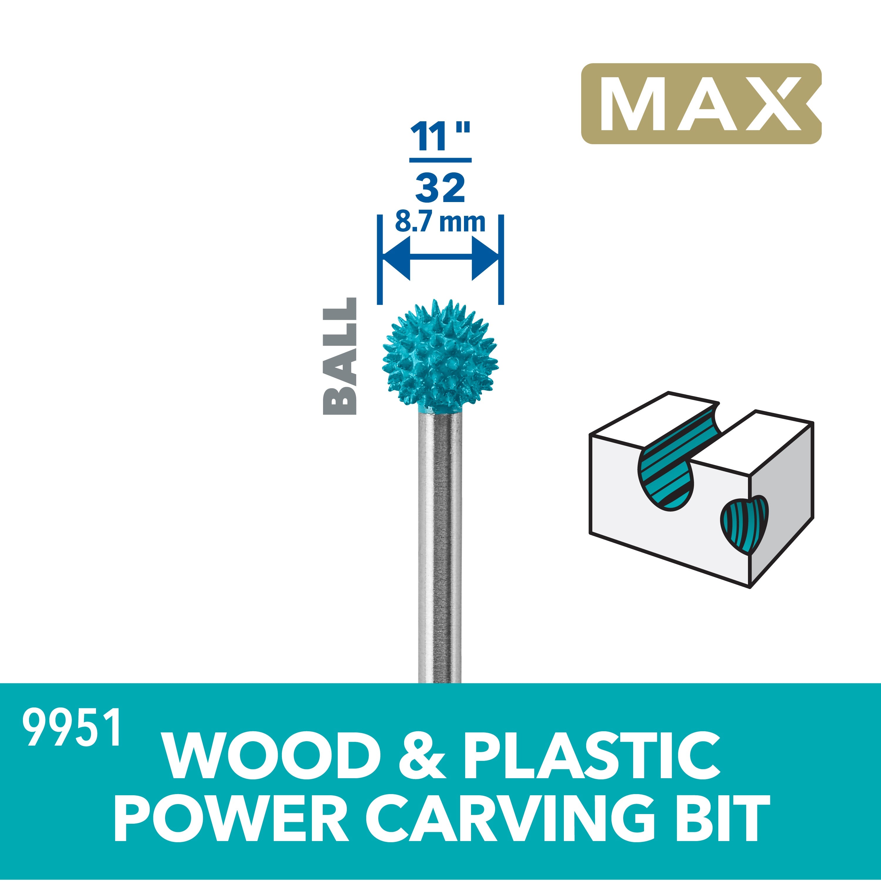 Dremel 11/32 in. Max Power Carving Bit 9951