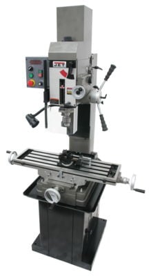 Jet JMD-45VSPFT Variable Speed Geared Head Square Column Mill Drill with Power Downfeed & Newall NMS300 2-Axis DRO 351156