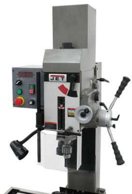 Jet JMD-45VSPFT Variable Speed Geared Head Square Column Mill Drill with Power Downfeed & Newall NMS300 2-Axis DRO 351156