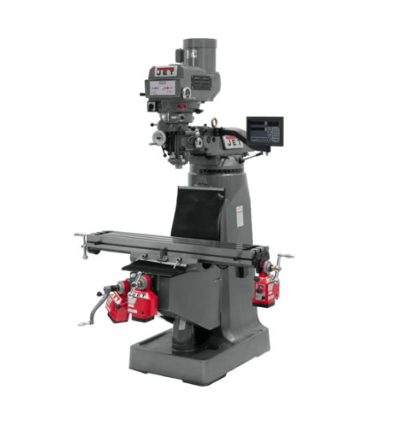 Jet JTM-4VS Mill With 3-Axis Newall NMS800 DRO (Knee) With X, Y and Z-Axis Powerfeeds 690093