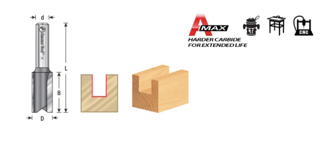Amana Tool 2FL 1/4 in Dia.x1/4 in Shankx3-1/4 in OL 45205