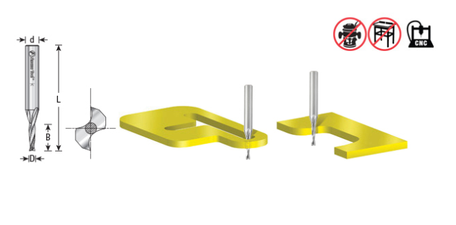 Amana Tool 1/4 in D x 1/4 in Shank 2FL Up-Cut Plastic 51769
