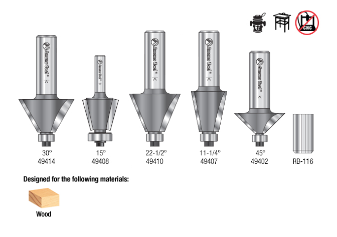 Amana Tool 5 pc Chamfer Collection Set AMS-184