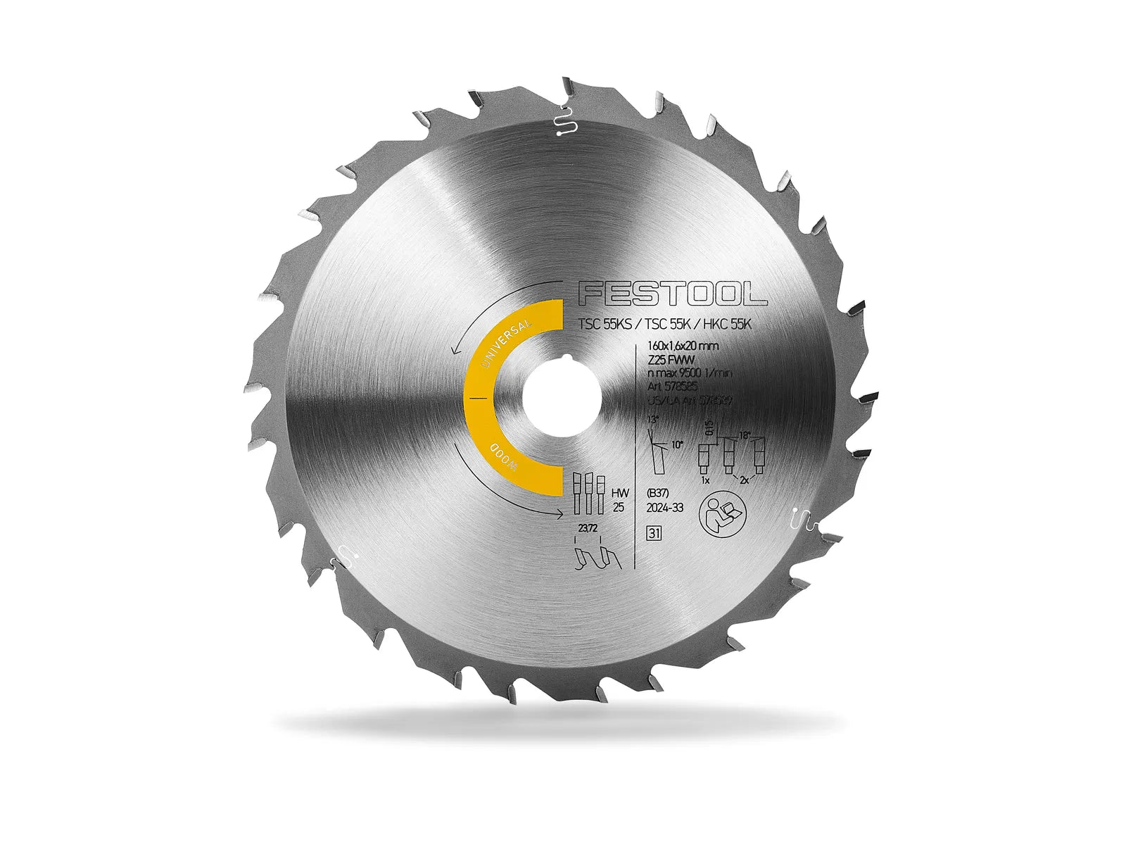 Festool WOOD UNIVERSAL 160 mm / 6.29 in. 25T Circular Saw Blade, 1.6 mm Kerf 578589