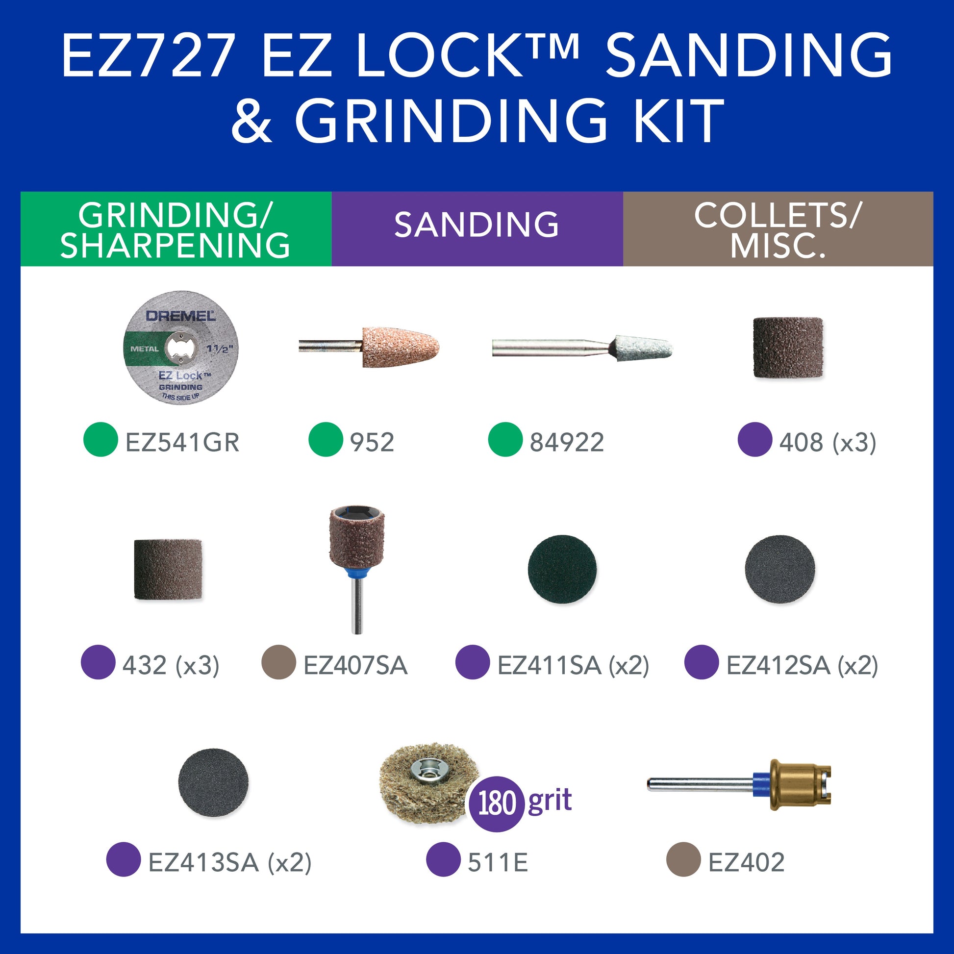 Dremel 18pc EZ Lock Sanding and Grinding Accessory Micro Kit EZ727-01