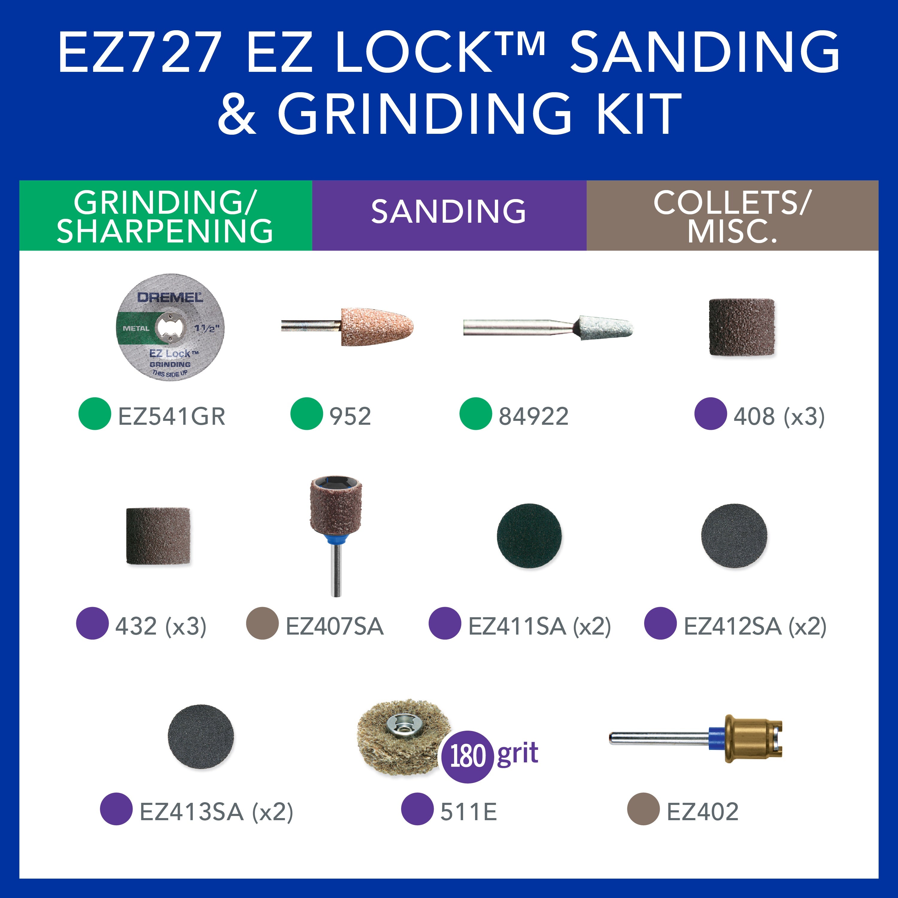 Dremel 18pc EZ Lock Sanding and Grinding Accessory Micro Kit EZ727-01