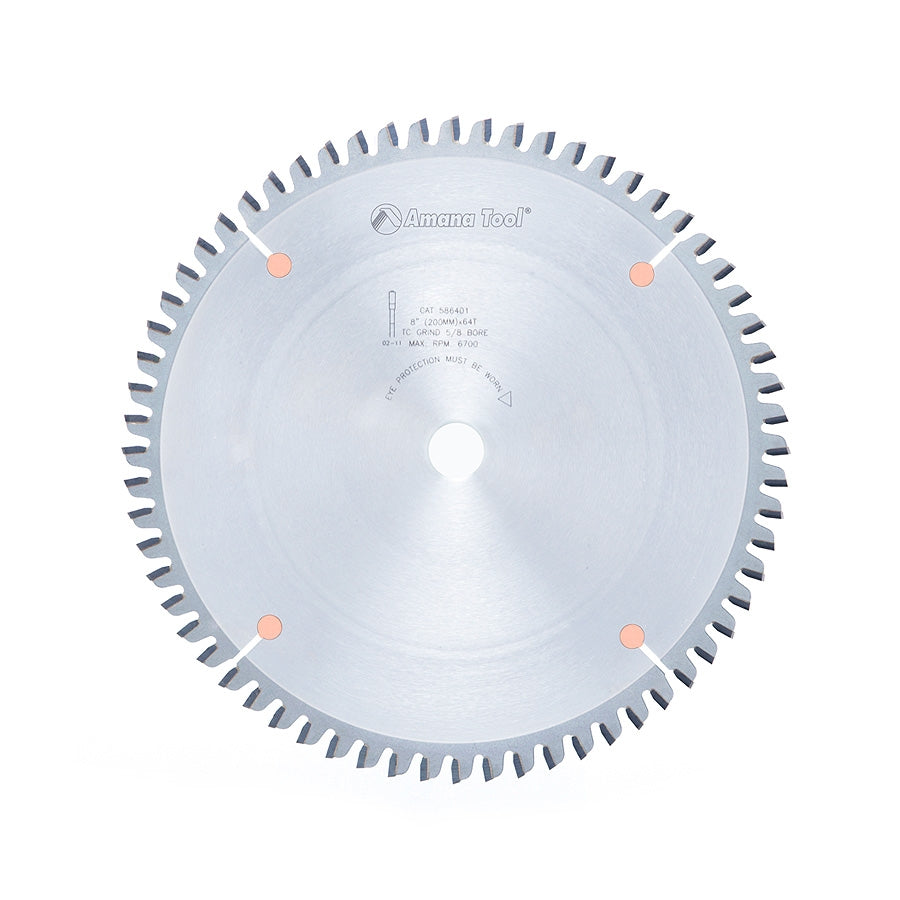 Amana Tool 8 in /64T Non-Ferrous T.C.G.Grind 586401