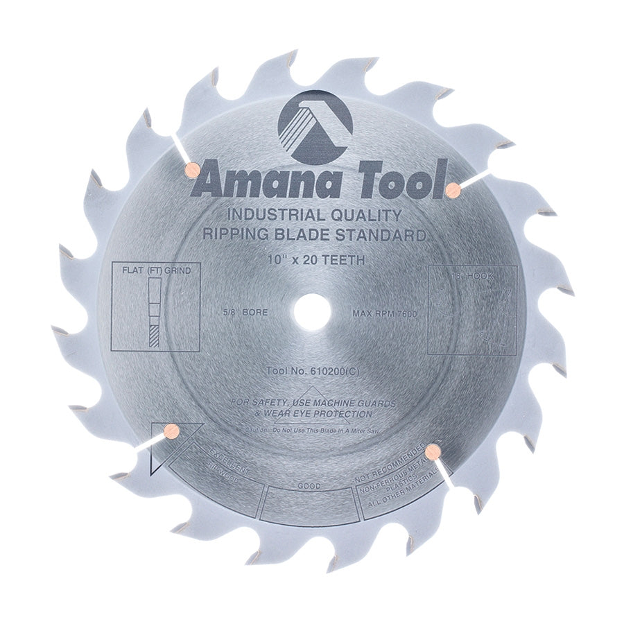 Amana Tool 10 in /20T Ripping Straight Grind 610200