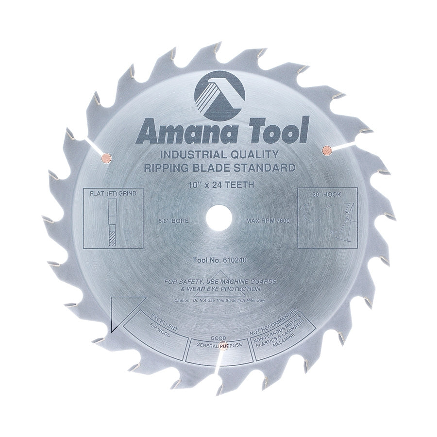 Amana Tool 10 in /24T Ripping Straight Grind 610240