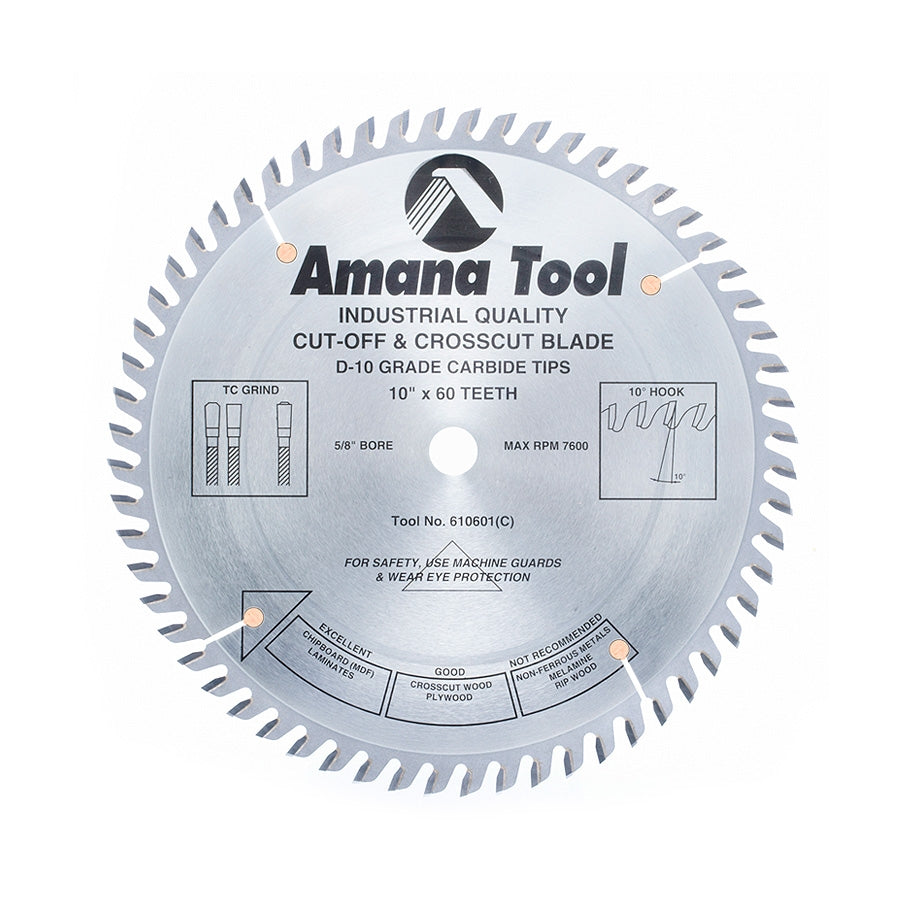 Amana Tool 10 in /60T Cut-Off Saw TCG Grind 610601