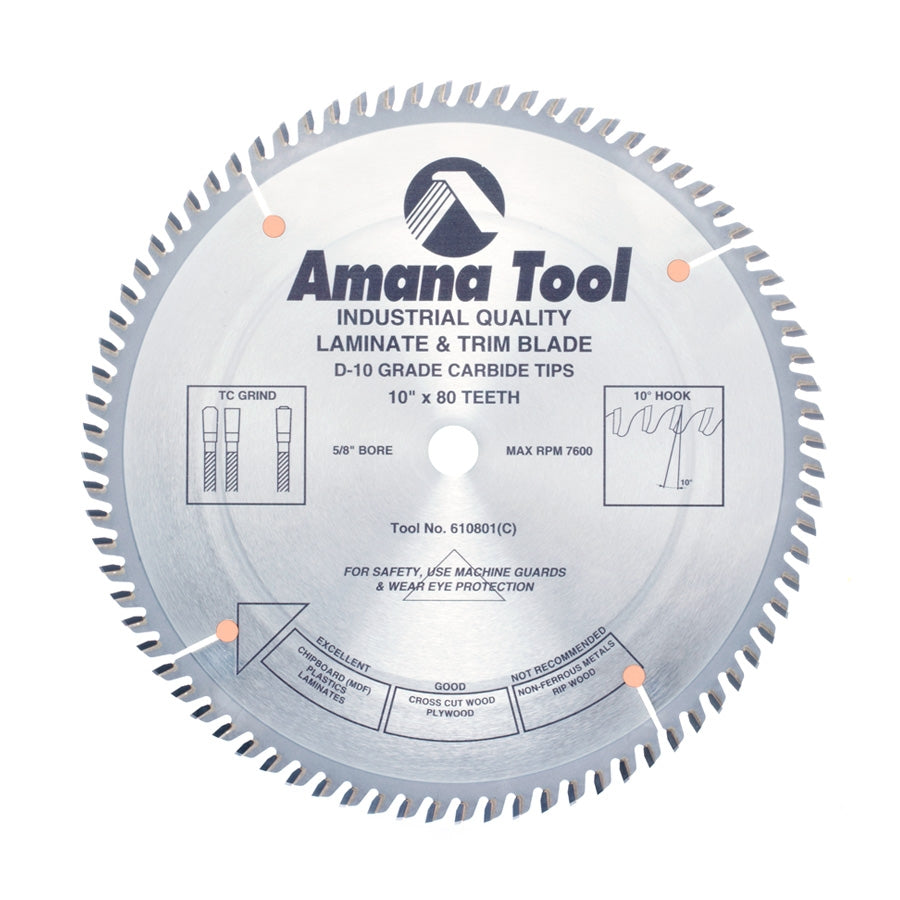 Amana Tool 10 in /80T Trim Saw T.C.G. Grind 610801