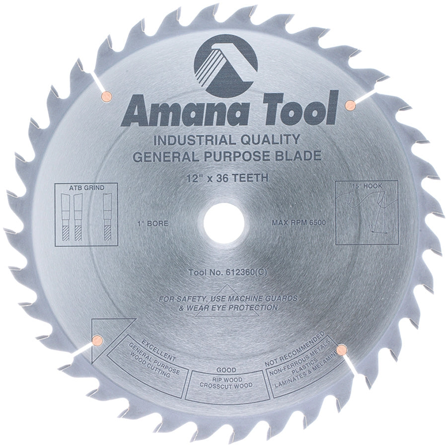Amana Tool 12 in /36T Ripping A.T.B. Grind 612360