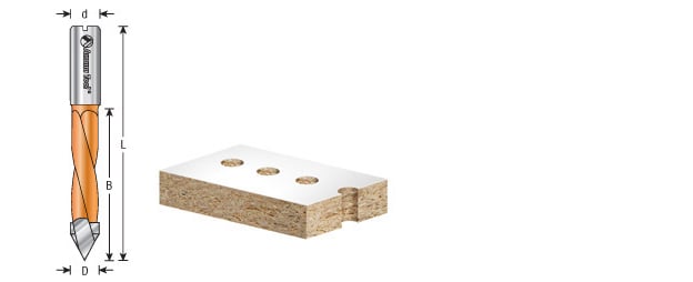 Amana Tool 9/32 Through-Hole L/H 70mm Long 414281