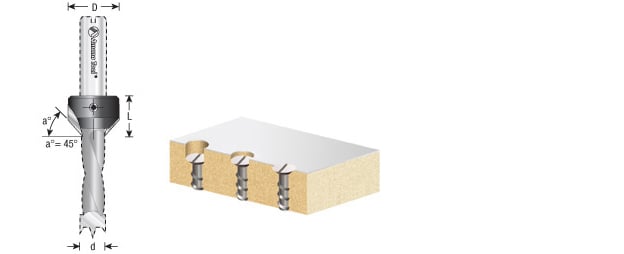 Amana Tool 8mm x 18mm L/H Countersink 416008