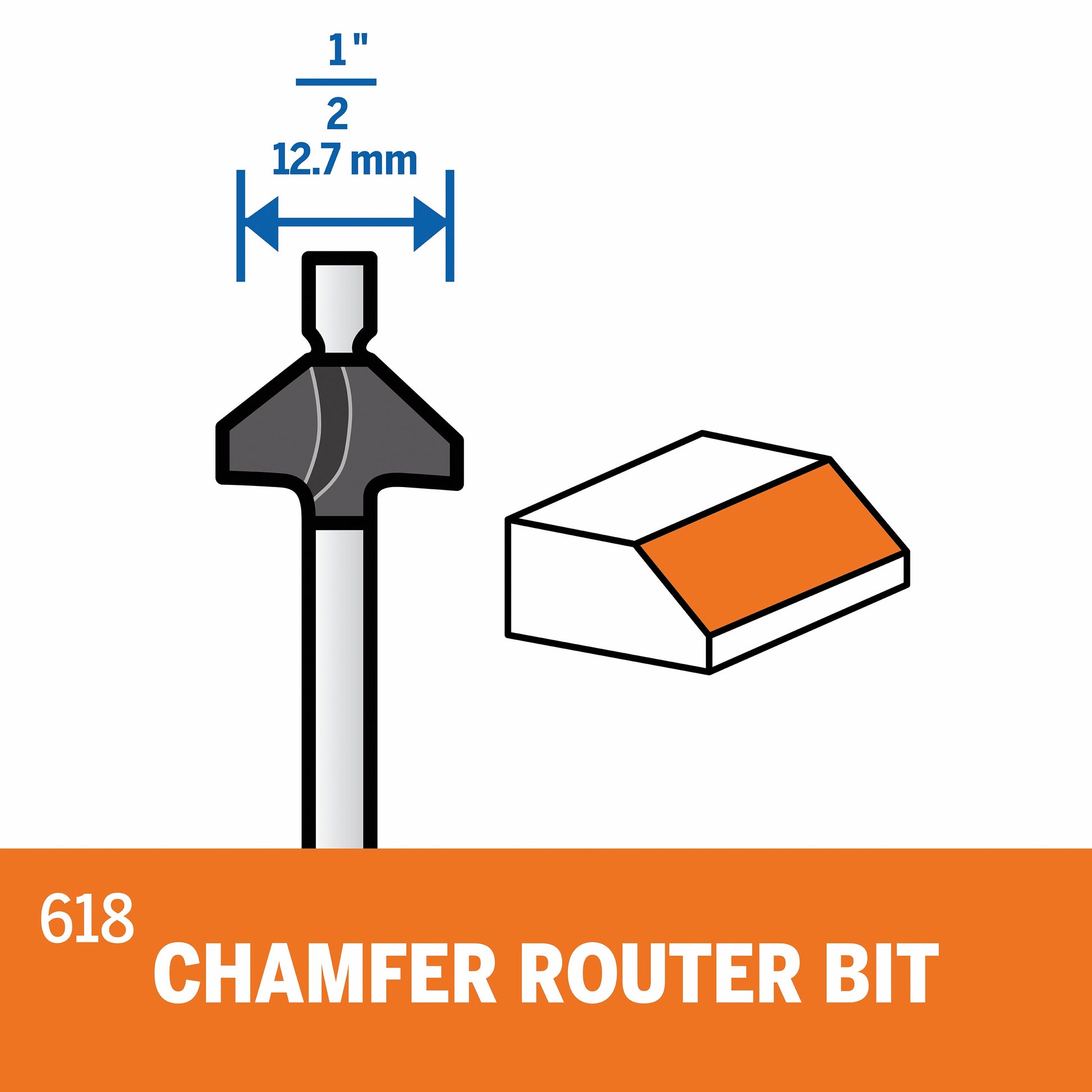 Dremel 1/2 in. Chamfer Router Bit 618