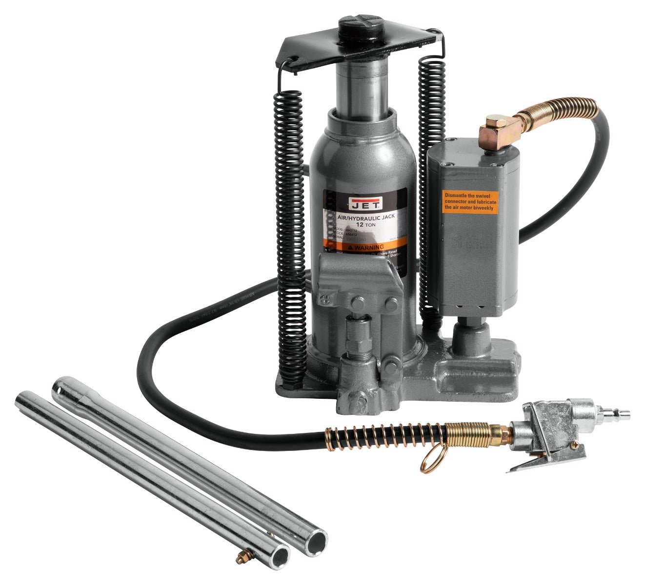 Jet AHJ-12, 12 Ton Air/Hydraulic Bottle Jack 456612