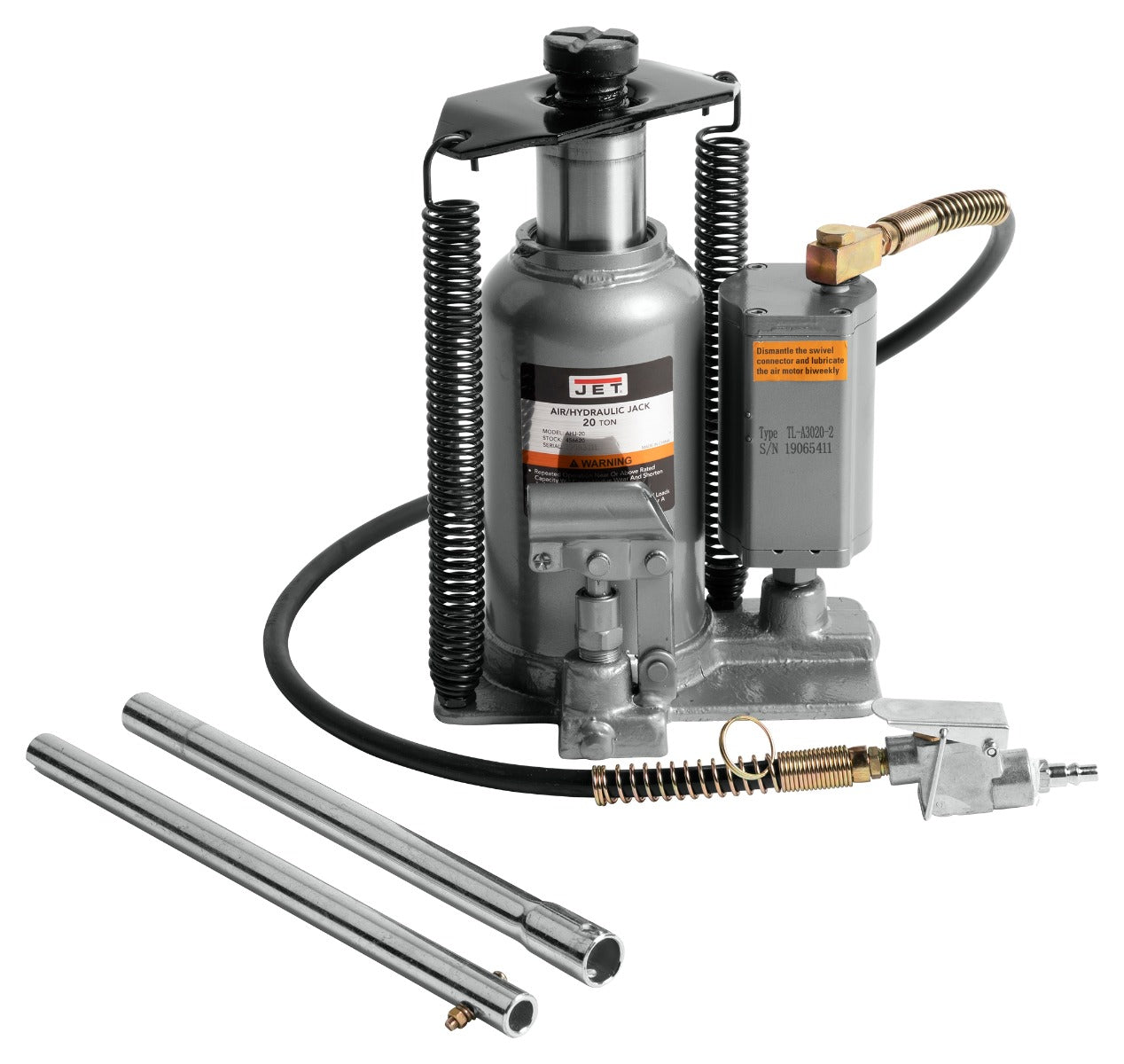 Jet AHJ-20, 20 Ton Air/Hydraulic Bottle Jack 456620