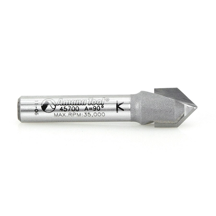Amana Tool V-Groove 3/8 Dia. 1/4 in Shank 45700