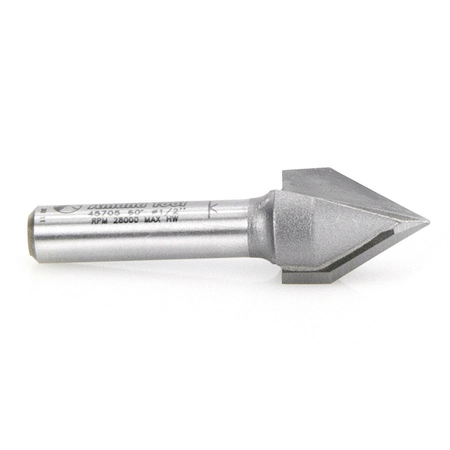 Amana Tool V-Groove 1/2 in Dia. 1/4 in Shank 45705