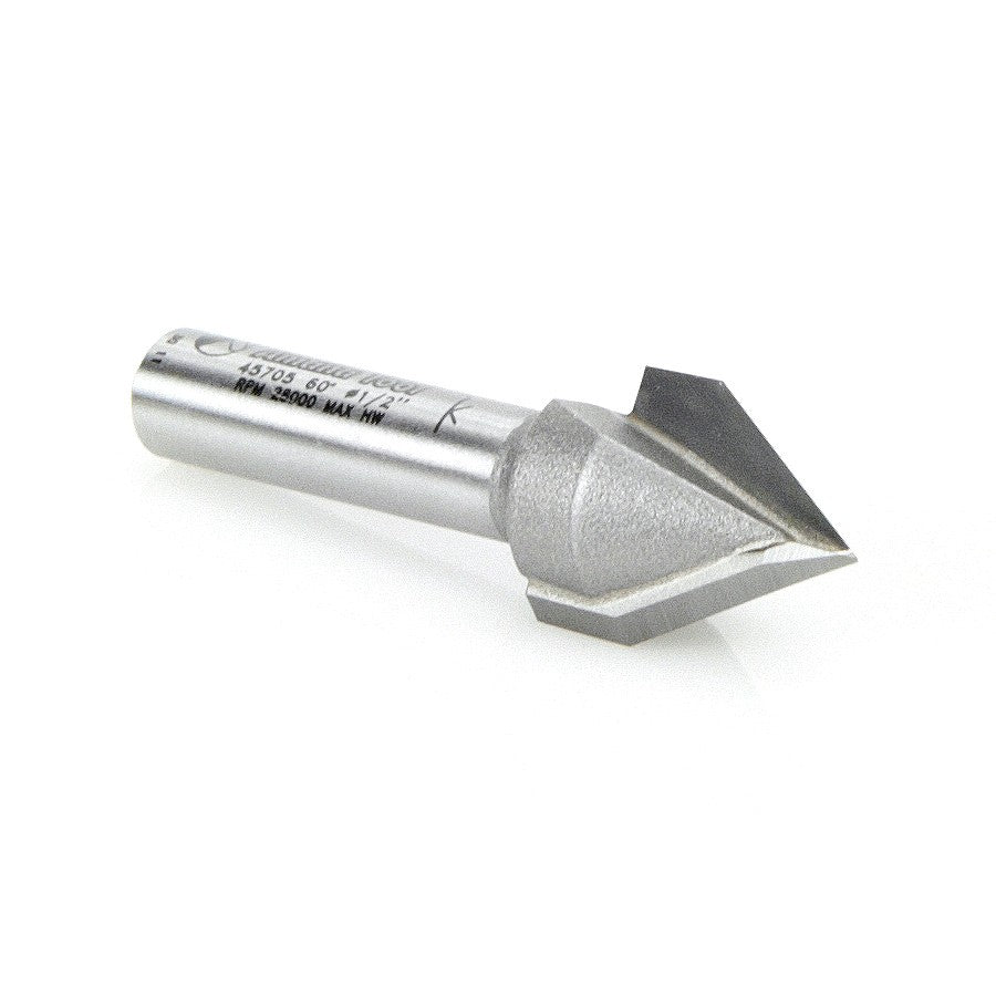 Amana Tool V-Groove 1/2 in Dia. 1/4 in Shank 45705