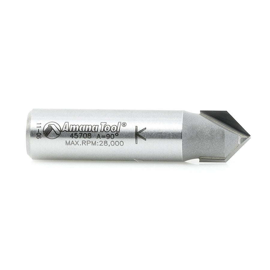 Amana Tool V-Groove 1/2 in Dia. 1/2 in Shank. 45708