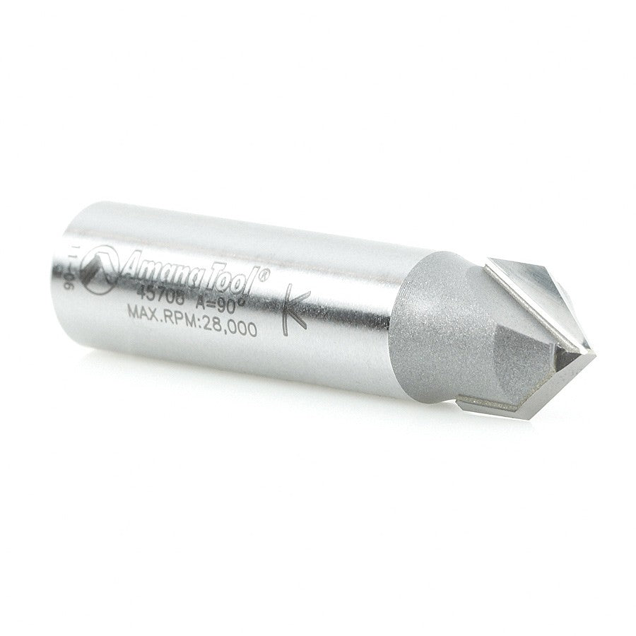 Amana Tool V-Groove 1/2 in Dia. 1/2 in Shank. 45708