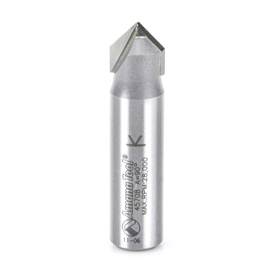 Amana Tool V-Groove 1/2 in Dia. 1/2 in Shank. 45708
