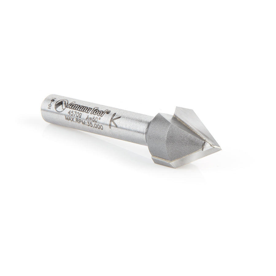 Amana Tool Carbide Tipped V-Groove 60 Deg x 1/2 in x 5/8 x 1/4 in 45709