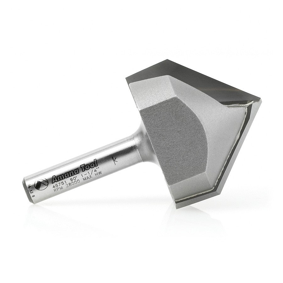 Amana Tool V-Groove 1-1/4 in Dia. 1/4 in Shank. 45754