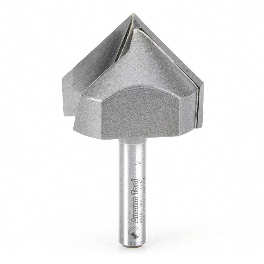 Amana Tool V-Groove 1-1/4 in Dia. 1/4 in Shank. 45752