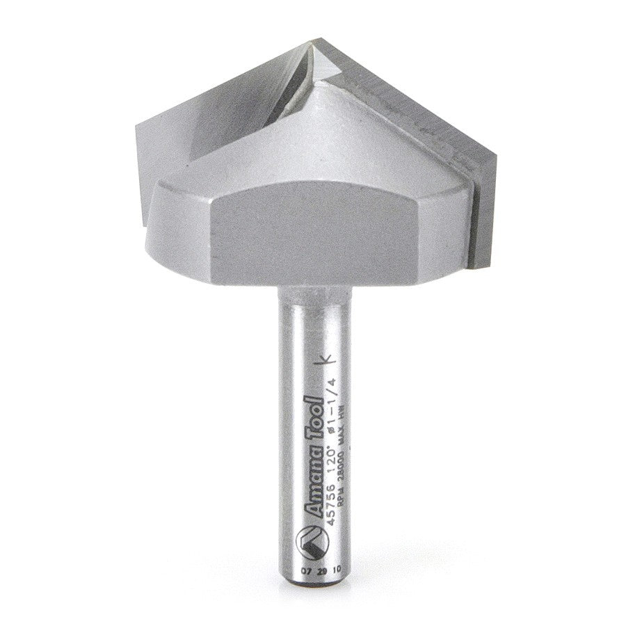 Amana Tool V-Groove 1-1/4 in Dia. 1/4 in Shank. 45756