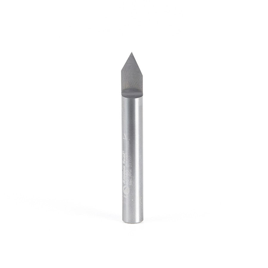 Amana Tool Solid Carbide 60 Deg. 0.005 Tip x 1/4 in x 2 Router Bit 45760