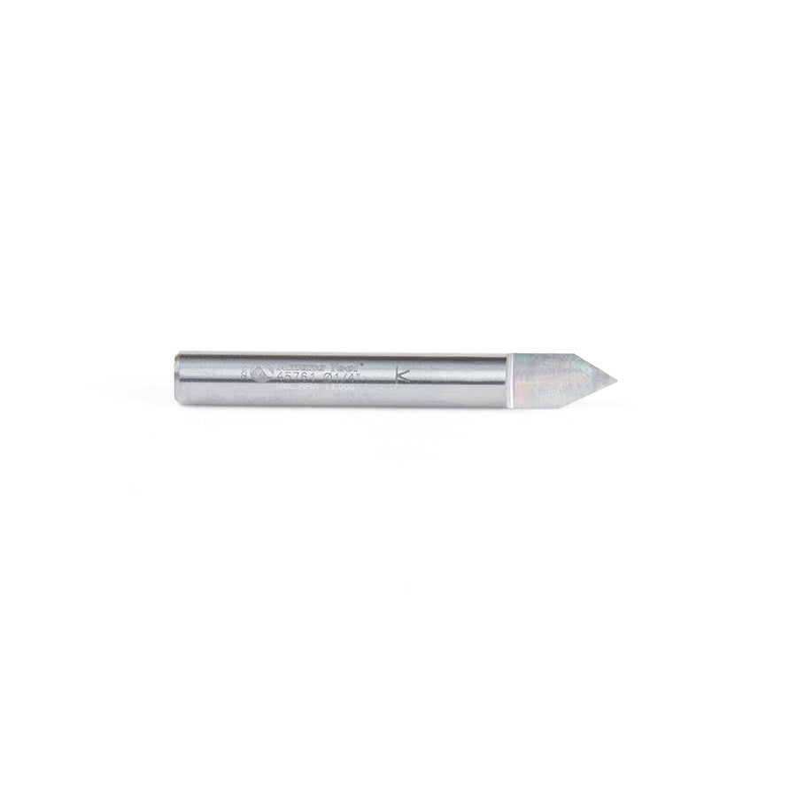 Amana Tool Solid Carbide 60 Deg. 0.010 Tip x 1/4 in x 2 Router Bit 45761