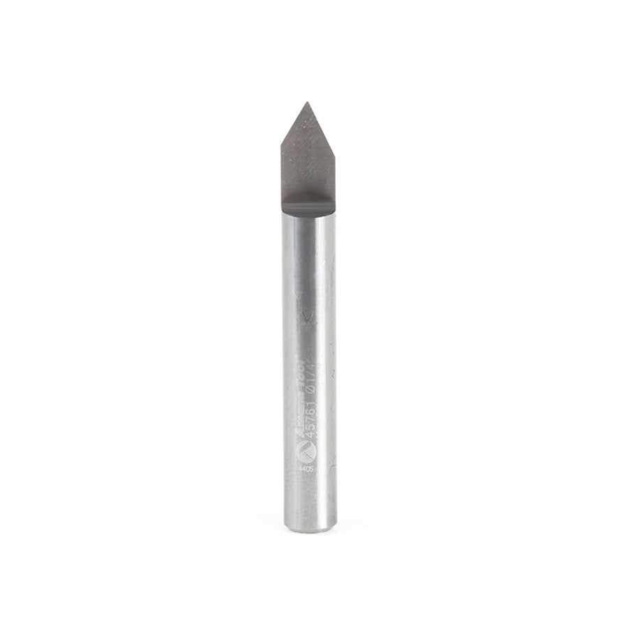 Amana Tool Solid Carbide 60 Deg. 0.010 Tip x 1/4 in x 2 Router Bit 45761